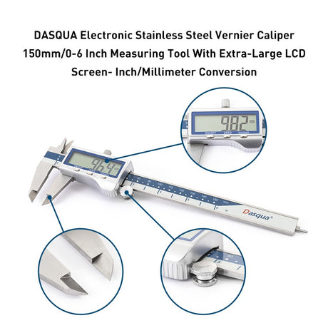 DASQUA Metal Housing High Precision 6 Inch / 150mm Electronic Micrometer Digital Caliper