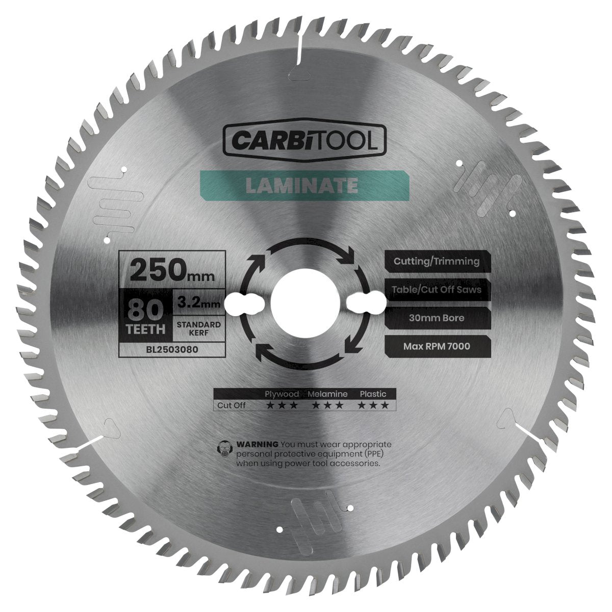 250 mm x 80T Laminate Cutting Saw Blade