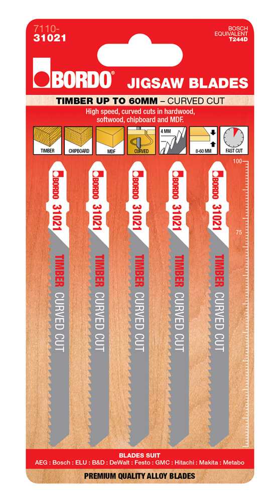 Bordo Hcs T-Shank Curved Cut Jigsaw Blade