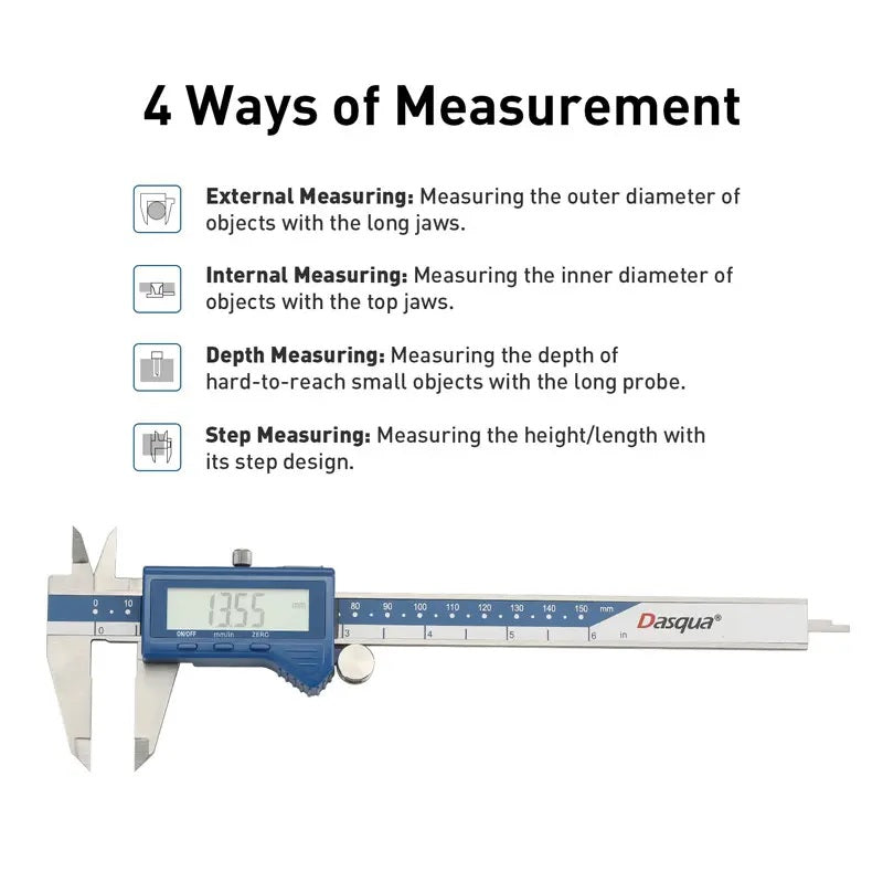 DASQUA High Precision 8 Inch / 200mm Electronic Fractional Digital Caliper