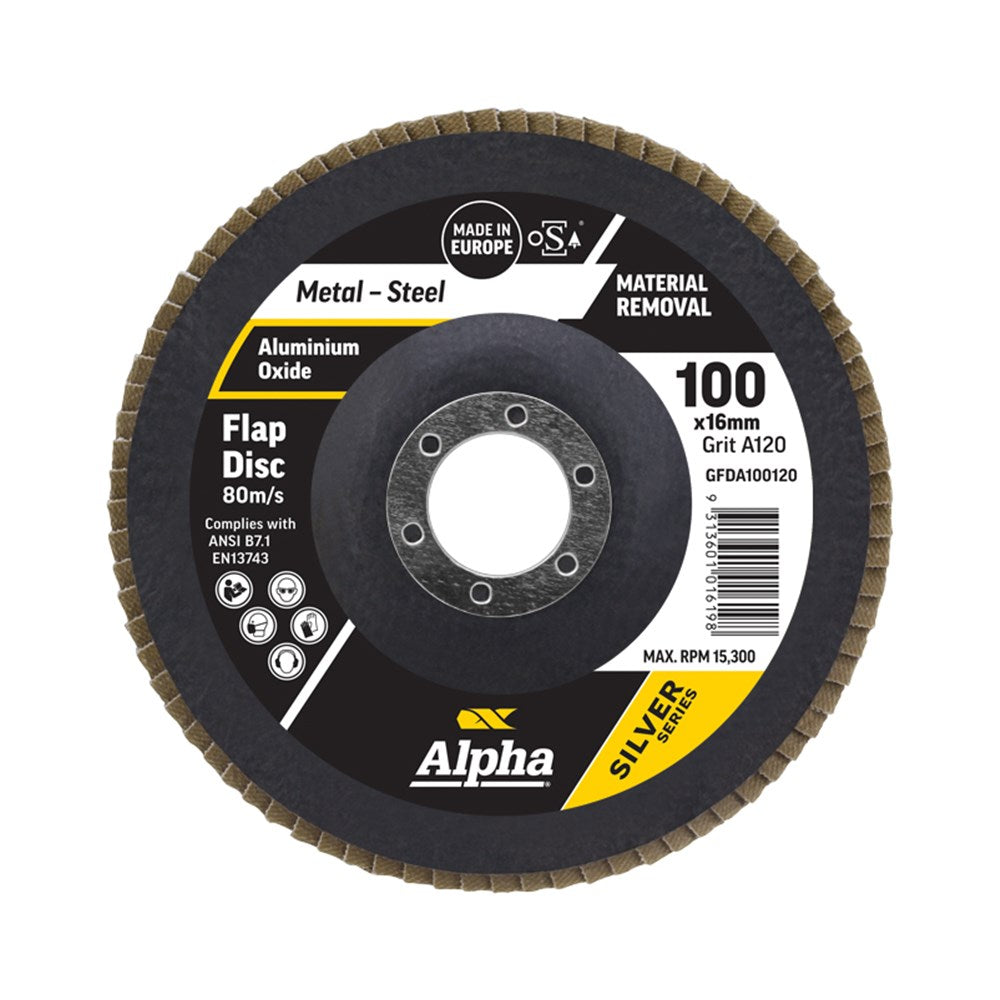 Sheffield Flap Disc A120 Grit Alox Silver Series