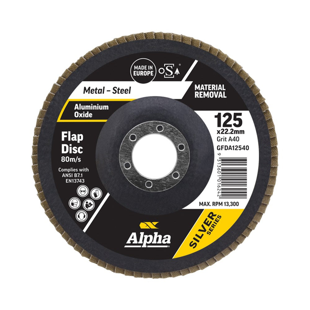 Sheffield Flap Disc A40 Grit Alox Silver Series