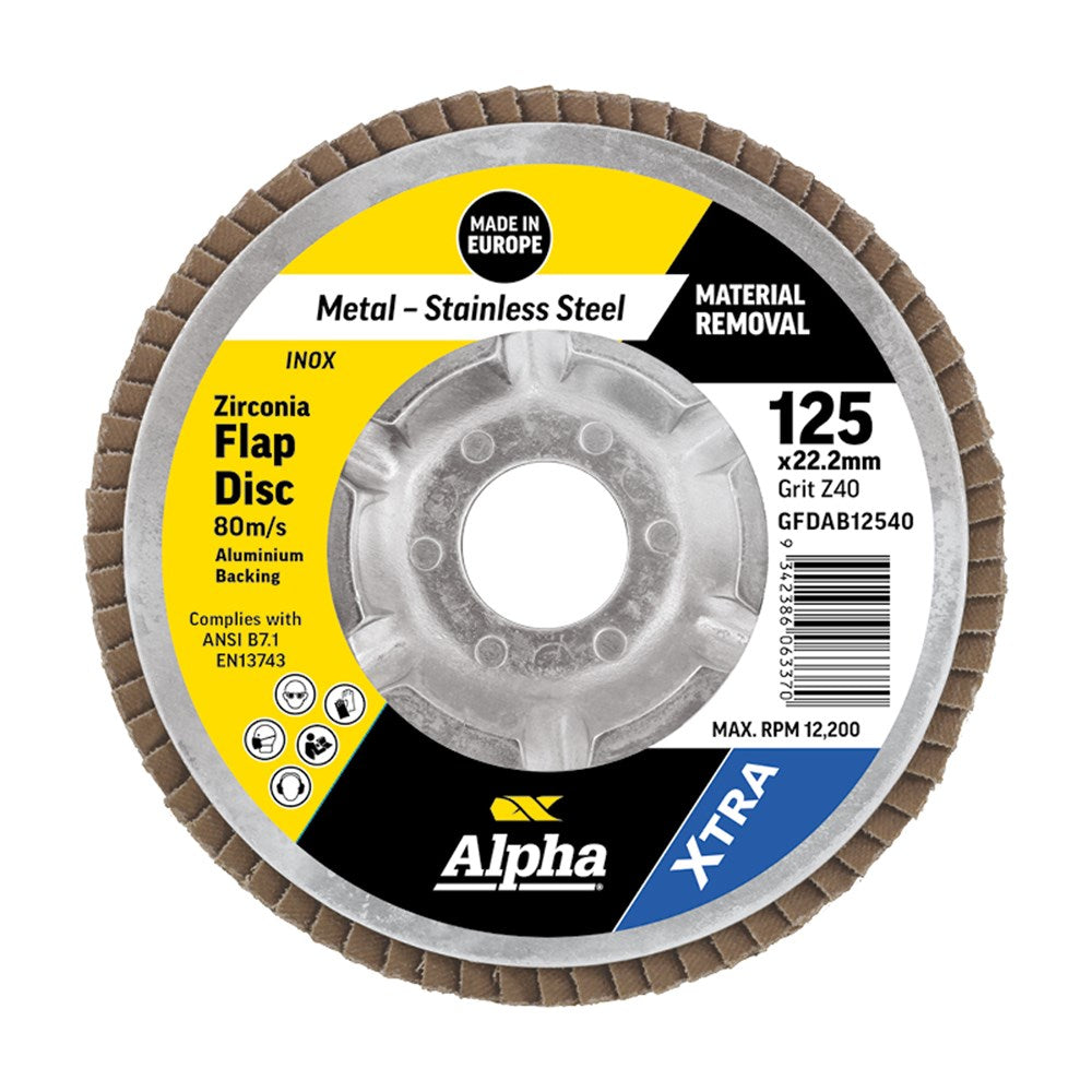 Sheffield Flap Disc Z40 Grit Zirconia Aluminium Back Xtra