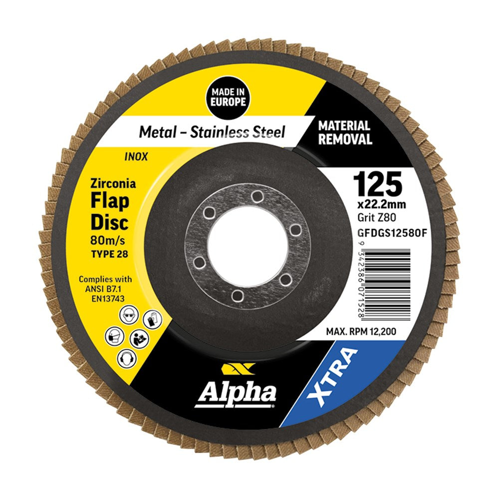 Sheffield Flap Disc Z80 Grit Zirconia Type Flat Xtra