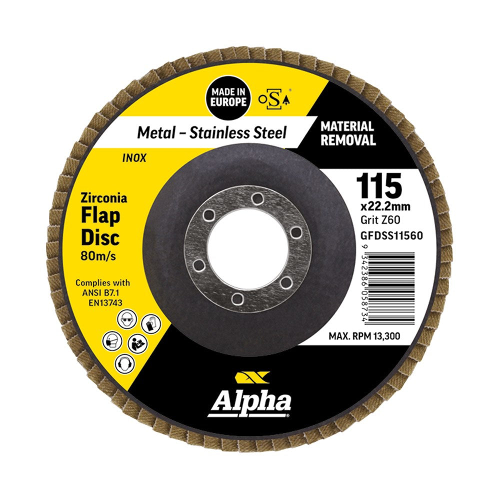 Sheffield Flap Disc Z60 Grit Zirconia Alpha