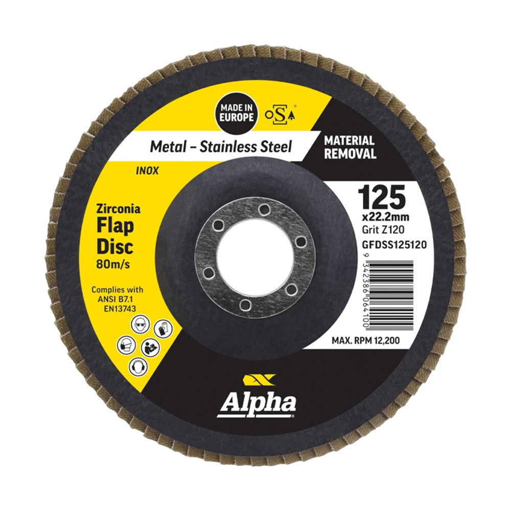 Sheffield Flap Disc Z120 Grit Zirconia Alpha