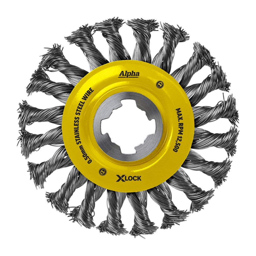 Sheffield Alpha Wheel Brush X-Lock Stainless Steel Wire Knotted