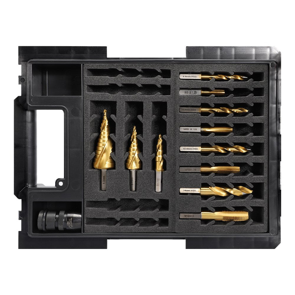 Sheffield VersaDrive Starter Kit - Drill And Tap Set With 12-30mm Step Drill Set And Hd Adaptor — official supplier product image