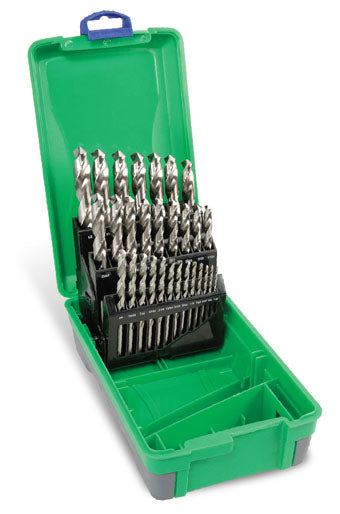 Set di punte HSS con finitura lucida, misure imperiali: Alzate da 1/16" - 1/2" x 1/64" | 29pz