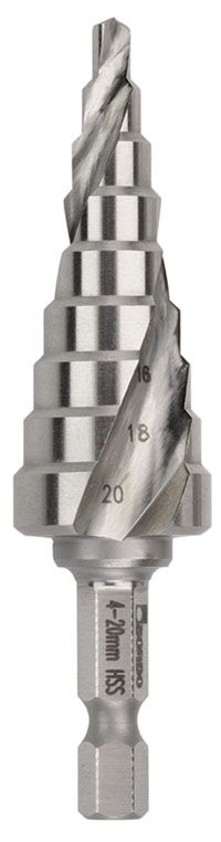 Spiral Flute Hex Shank M2-HSS Step Drill | Bordo