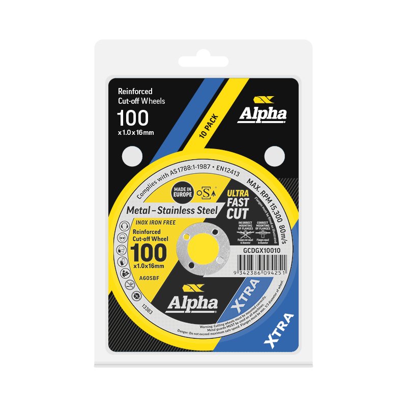 XTRA Ενισχυμένοι τροχοί αποκοπής 100 x 1,0 mm | Αλφα