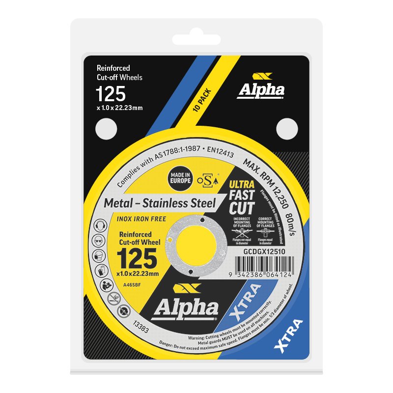 XTRA Ενισχυμένοι τροχοί αποκοπής 125 x 1,0 mm | Αλφα