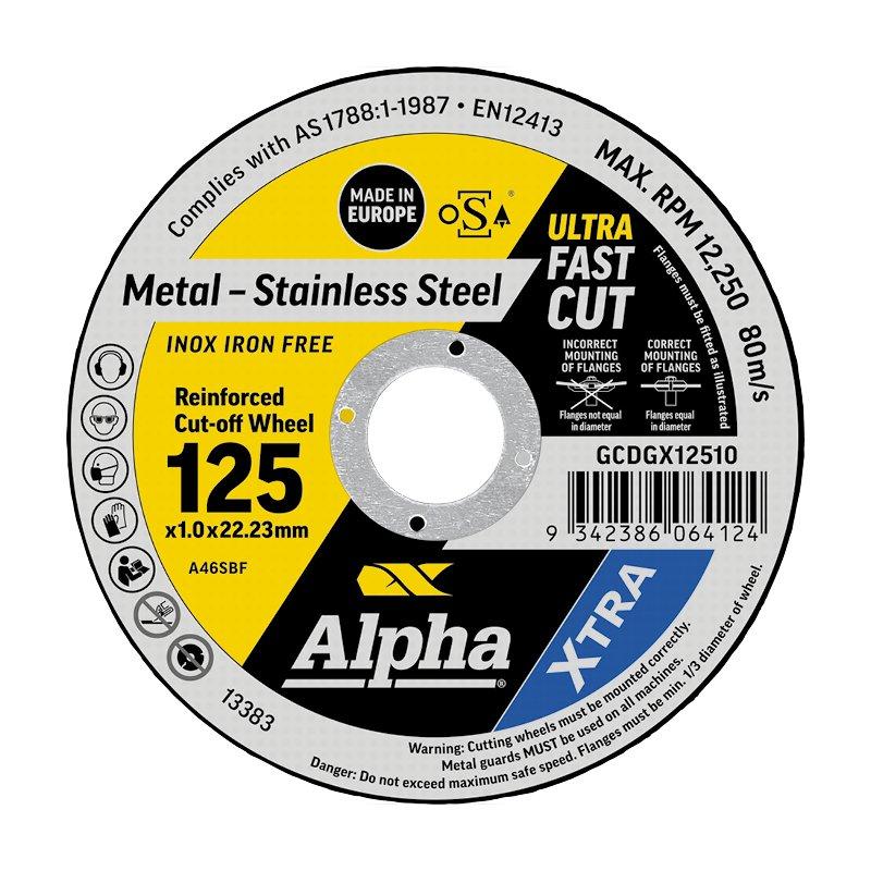 XTRA Ενισχυμένοι τροχοί αποκοπής 125 x 1,0 mm | Πακέτο Alpha 100 με δωρεάν αποσπάσματα μπόνους