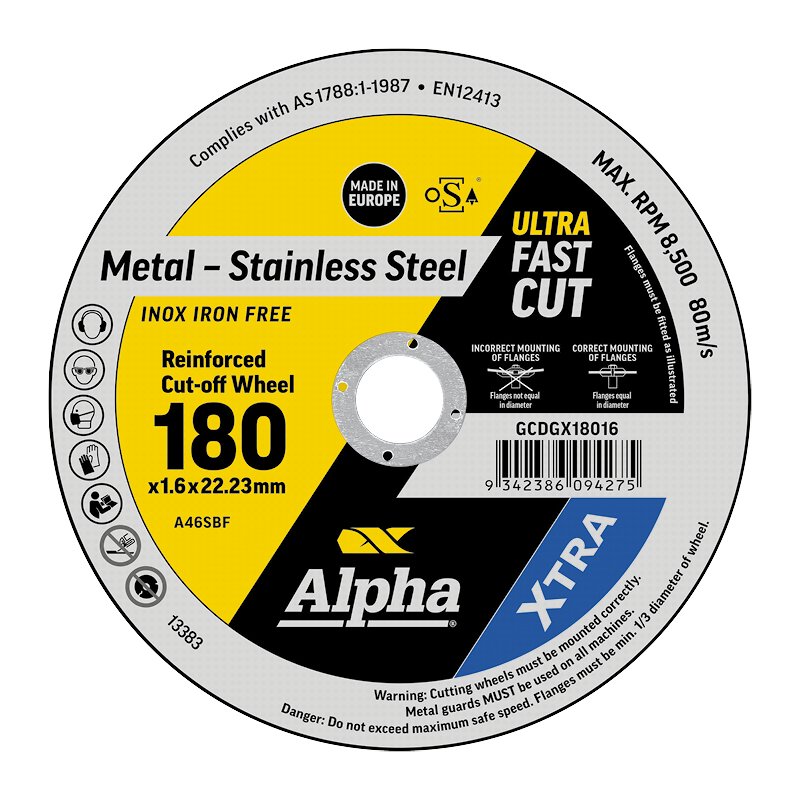 XTRA Ενισχυμένοι τροχοί κοπής 180 x 1,6 mm | Συσκευασία Alpha 25
