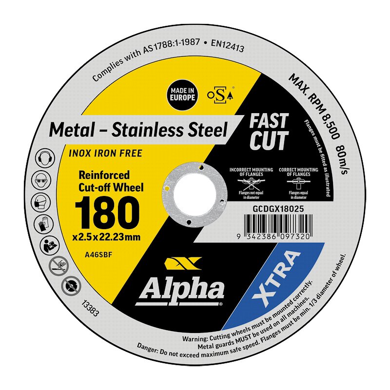 XTRA Ενισχυμένοι τροχοί αποκοπής 180 x 2,5 mm | Συσκευασία Alpha 25