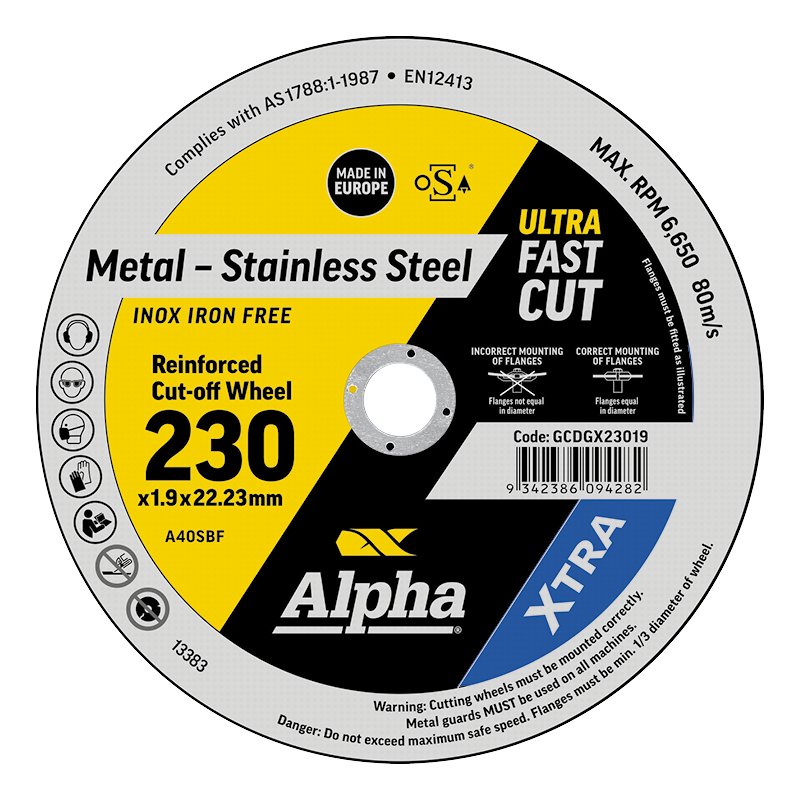 XTRA Ενισχυμένοι τροχοί αποκοπής 230 x 1,9 mm | Συσκευασία Alpha 25