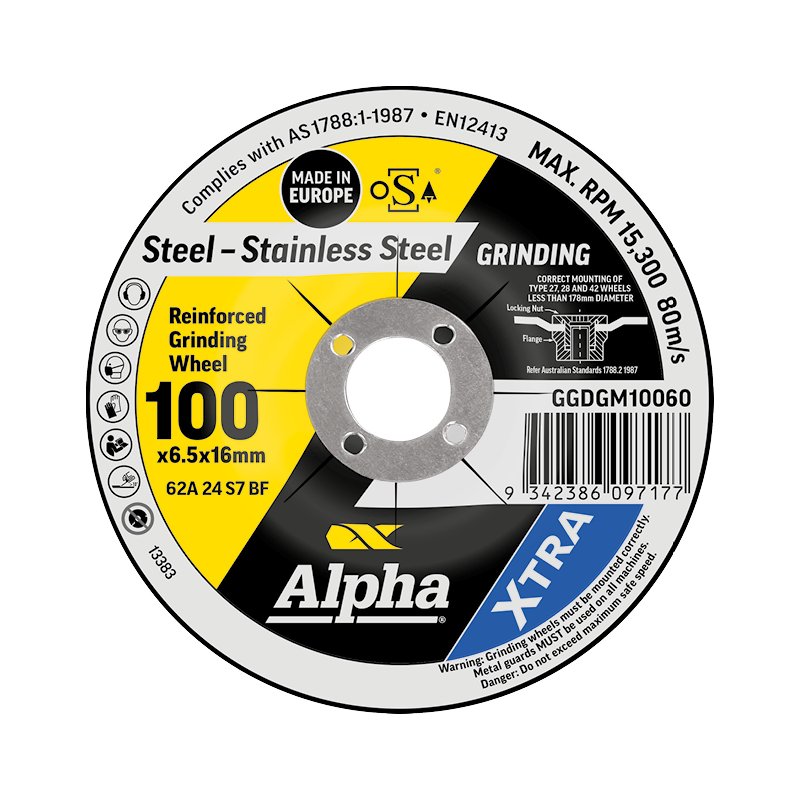 XTRA Τροχοί λείανσης μετάλλων 100 x 6,5 mm | Συσκευασία Alpha 10