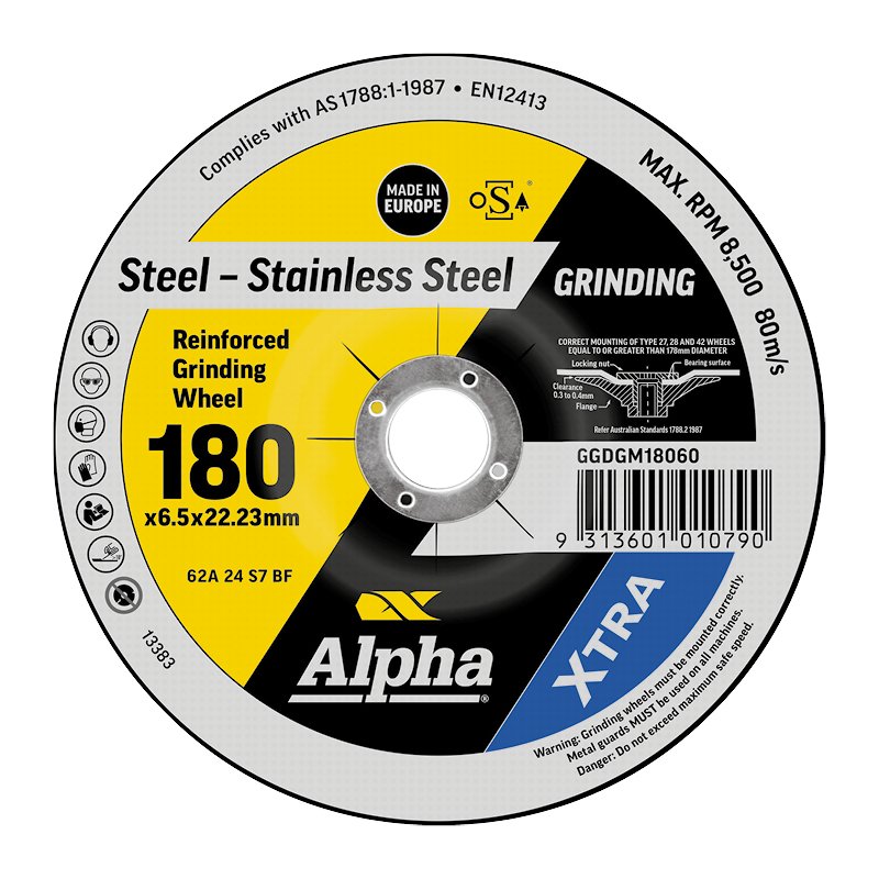 XTRA Metal Grinding Wheels 180 x 6.5 mm | Alpha 10 Pack