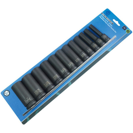 Sheffield 1/2" Drive 6-POINT IMPERIAL DEEP SOCKET SET - 12 Piece 1/2 Drive 6-Point Imperial Deep Socket Set