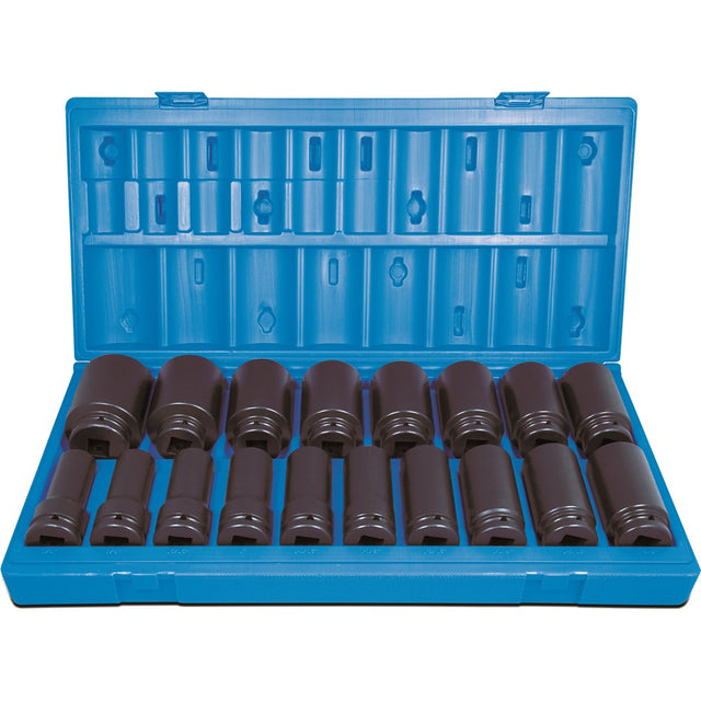 Sheffield 3/4" Drive 6-POINT IMPERIAL DEEP SOCKET SET - 18 Pieces 3/4 Drive 6-Point Imperial Deep Socket Set