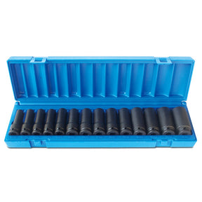 Sheffield 1/2" Drive 6-POINT METRIC DEEP SOCKET SET - 14 Pieces 1/2 Drive 6-Point Metric Deep Socket Set