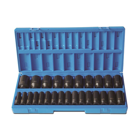 Sheffield 1/2" Drive 6-POINT METRIC DEEP SOCKET SET - 26 Pieces 1/2 Drive 6-Point Metric Deep Socket Set
