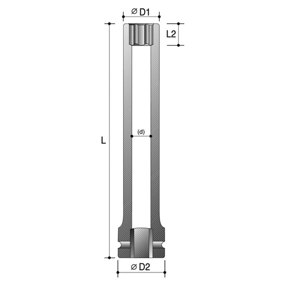 Sheffield 1/2" DRIVE 6-POINT METRIC IMPACT TUBE SOCKET 250MM - 21mm 1/2" Drive 6-Point Metric Impact Tube Socket - 250mm