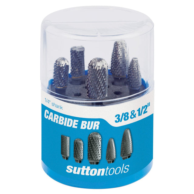 Sutton BURR B900 CARB SET 1/4-SHK 5PC - BURR B900 SCB5 CARB SET 1/4-SHK 3/8 & 1/2IN 5PC