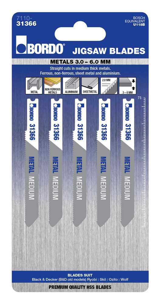 Bordo HSS Uni Shank Medium Jigsaw Blade
