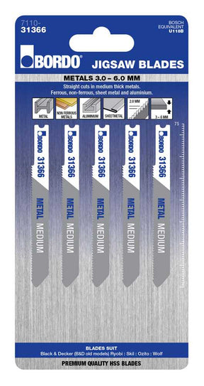Bordo HSS Uni Shank Medium Jigsaw Blade