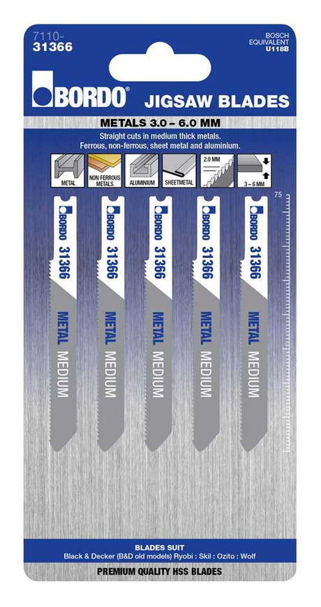 Bordo HSS Uni Shank Medium Jigsaw Blade