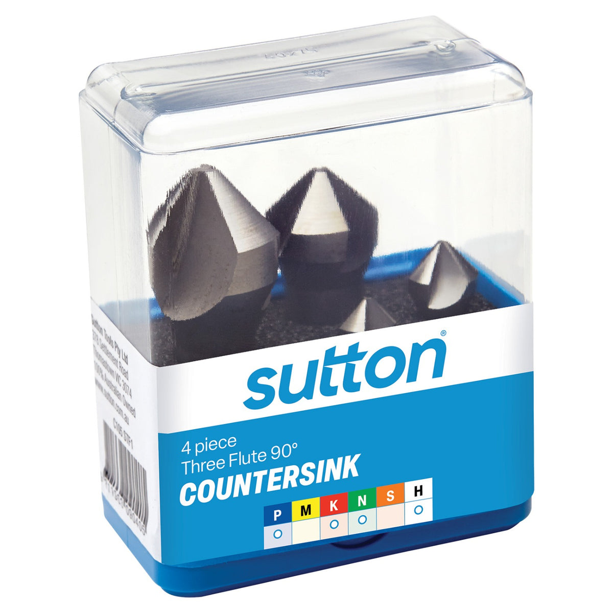 Sutton COUNTERSINK C105 STF1 SET 4Pce THREE FLUTE HSS 90deg — official supplier product image