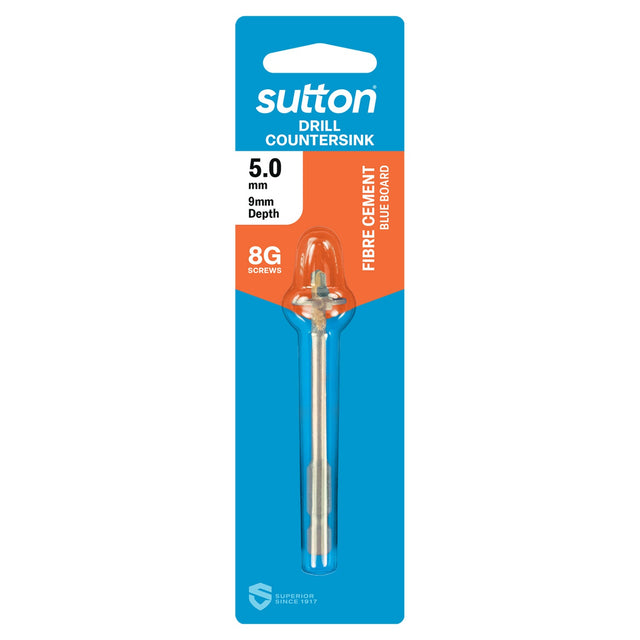 Sutton DRILL C120 TCT COUNTERSINK TCT HEX-SH CARD DEPTH - DRILL C120 TCT COUNTERSINK TCT HEX-SH CARD 5.0MM 9MM DEPTH