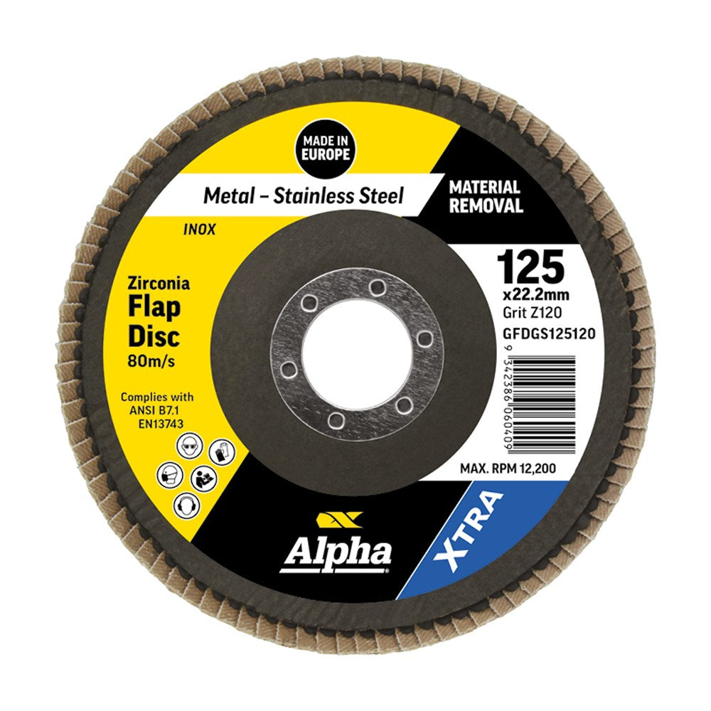 Sheffield Flap Disc Z120 Grit Zirconia Xtra