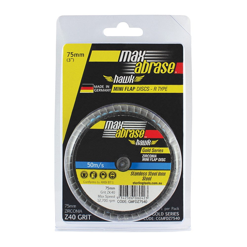 Sheffield Single Pack ZK40 Mini Flap Disc Quick Change (Roloc Type) Grit