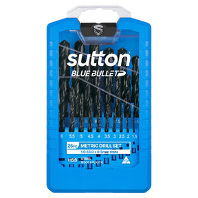 Sutton DRILL D102 JOBBER HSS BLUE BULLET SET - DRILL D102 S2 JOBBER HSS BLUE BULLET SET 1/16-3/8IN 21PC