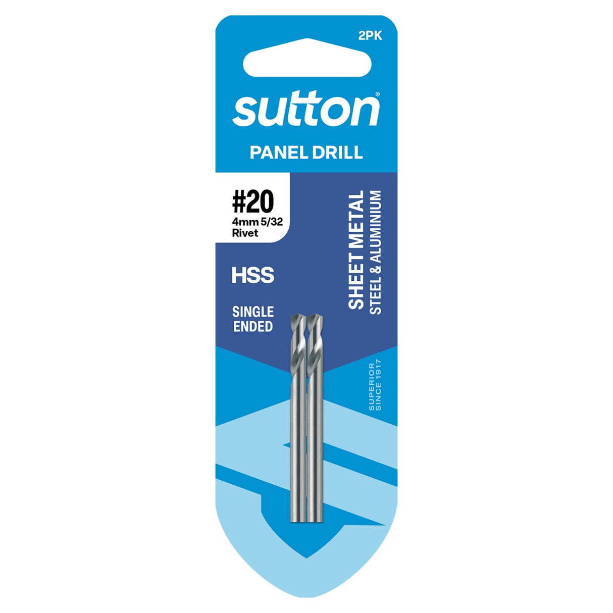 Sutton DRILL D131 PANEL SHORTIE HSS BRT 2PK - DRILL D131 PANEL SHORTIE HSS BRT 1/8" (3.18MM) 2PK