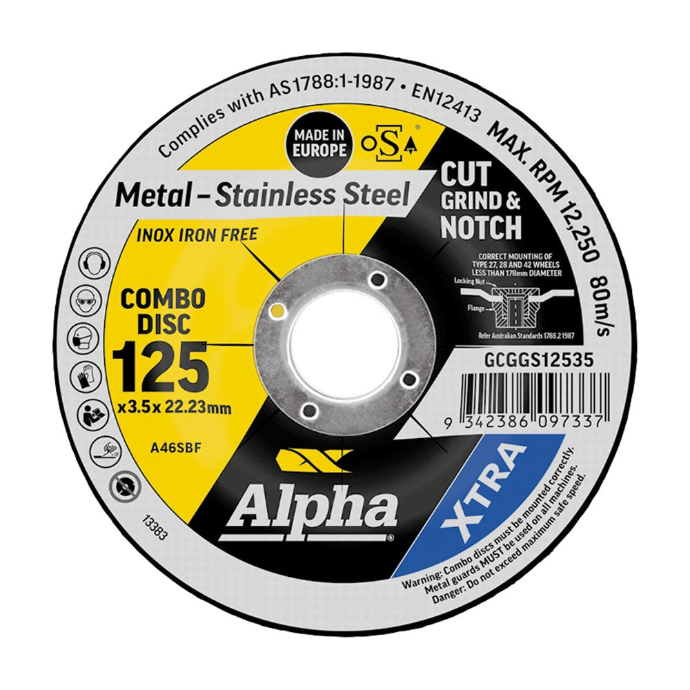 Sheffield Cutting Disc Cut Grind & Notch Combo Stainless Xtra