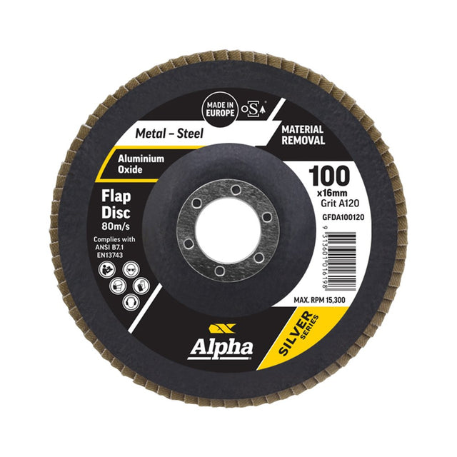 Sheffield Flap Disc A120 Grit Alox Silver Series