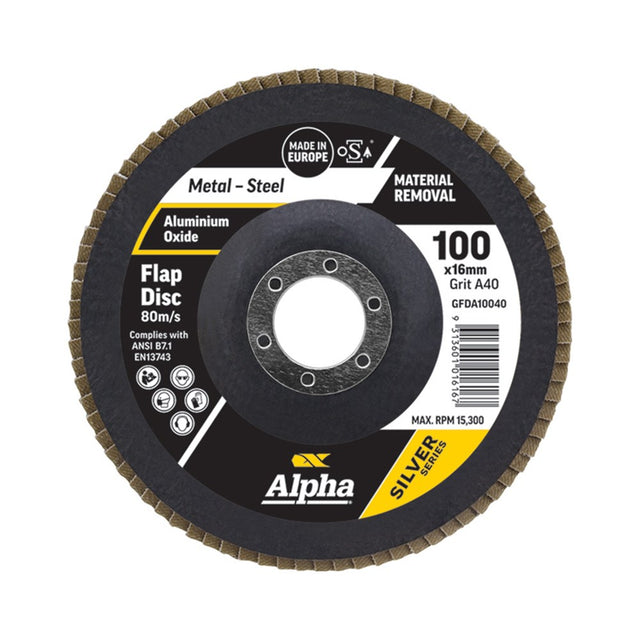 Sheffield Flap Disc A40 Grit Alox Silver Series