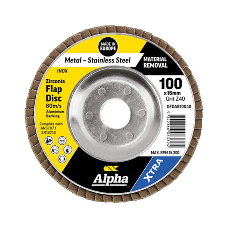 Sheffield Flap Disc Z40 Grit Zirconia Aluminium Back Xtra