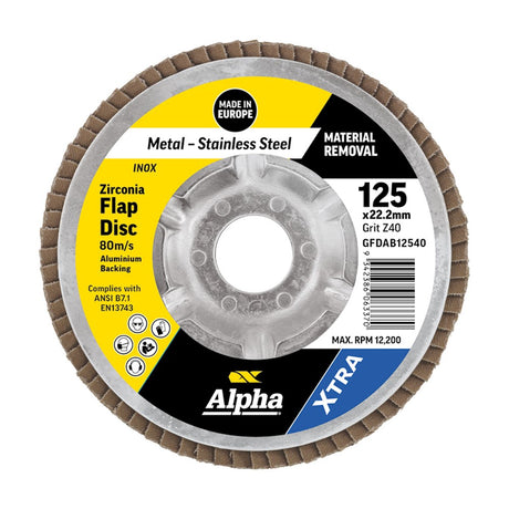 Sheffield Flap Disc Z40 Grit Zirconia Aluminium Back Xtra
