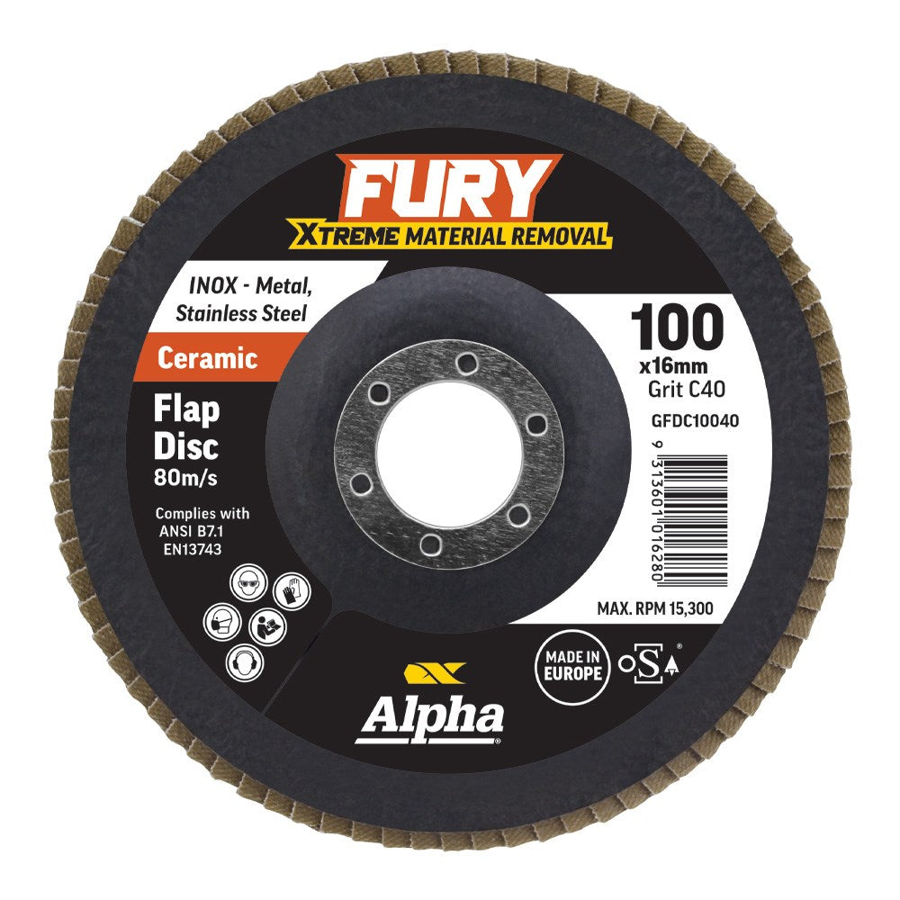 Sheffield Fury Ceramic Flap Disc C40 Grit