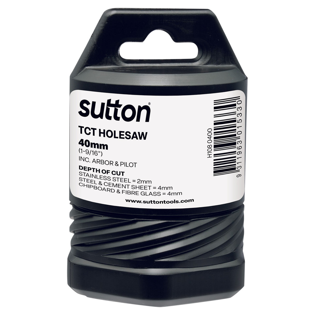 Sutton Holesaw H108 TCT Metal W Arbor -depth