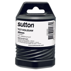 Sutton Holesaw H108 TCT Metal W Arbor -depth