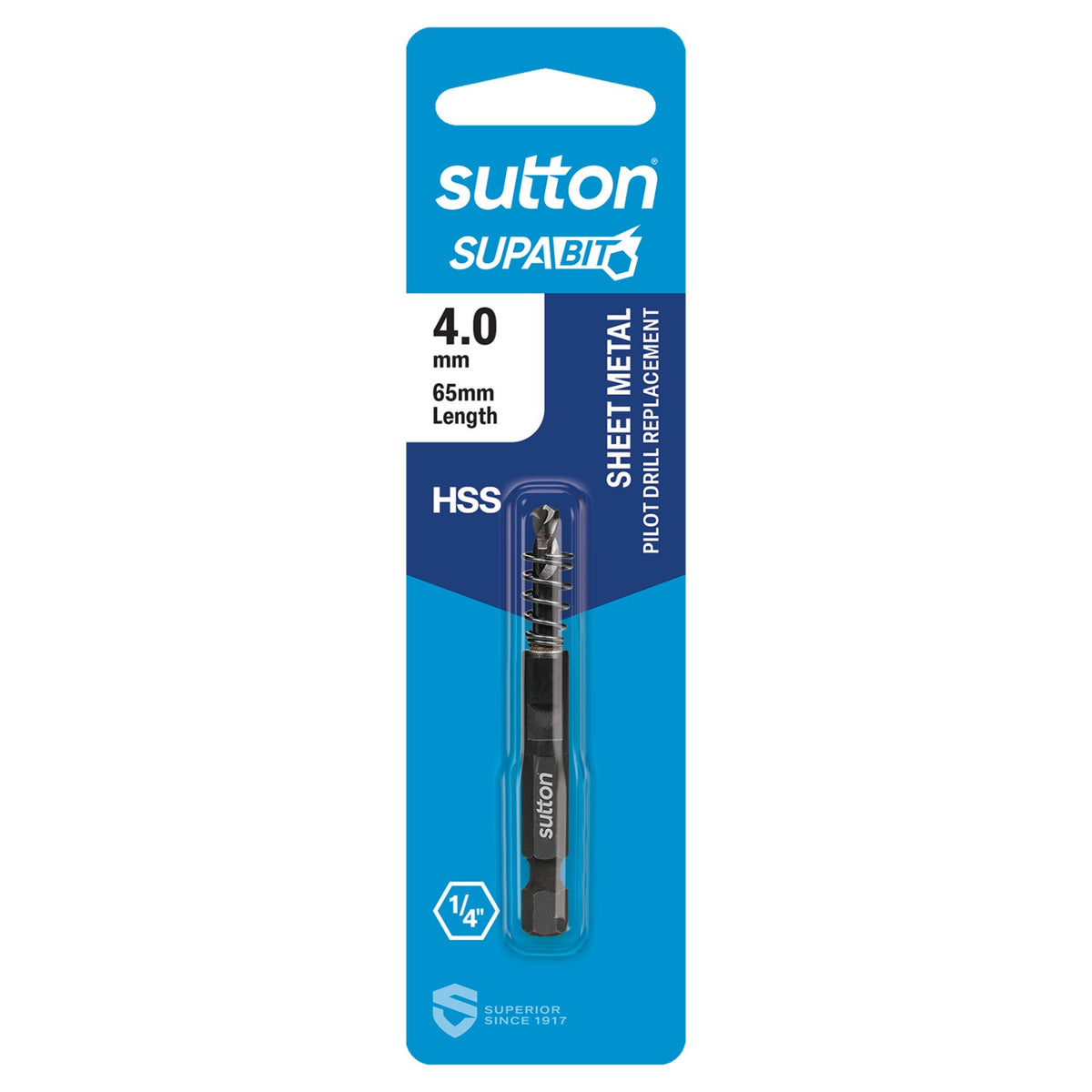 Sutton Drill H119 Pilot HSS & Spring Suits Impact Hex Shank Holesaw