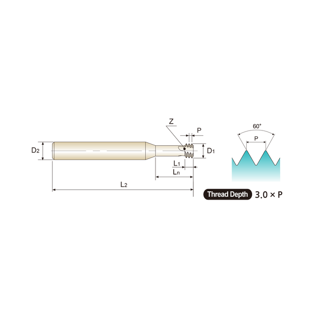 Excision (L12D1) Carbide Miniature Metric Thread Mill