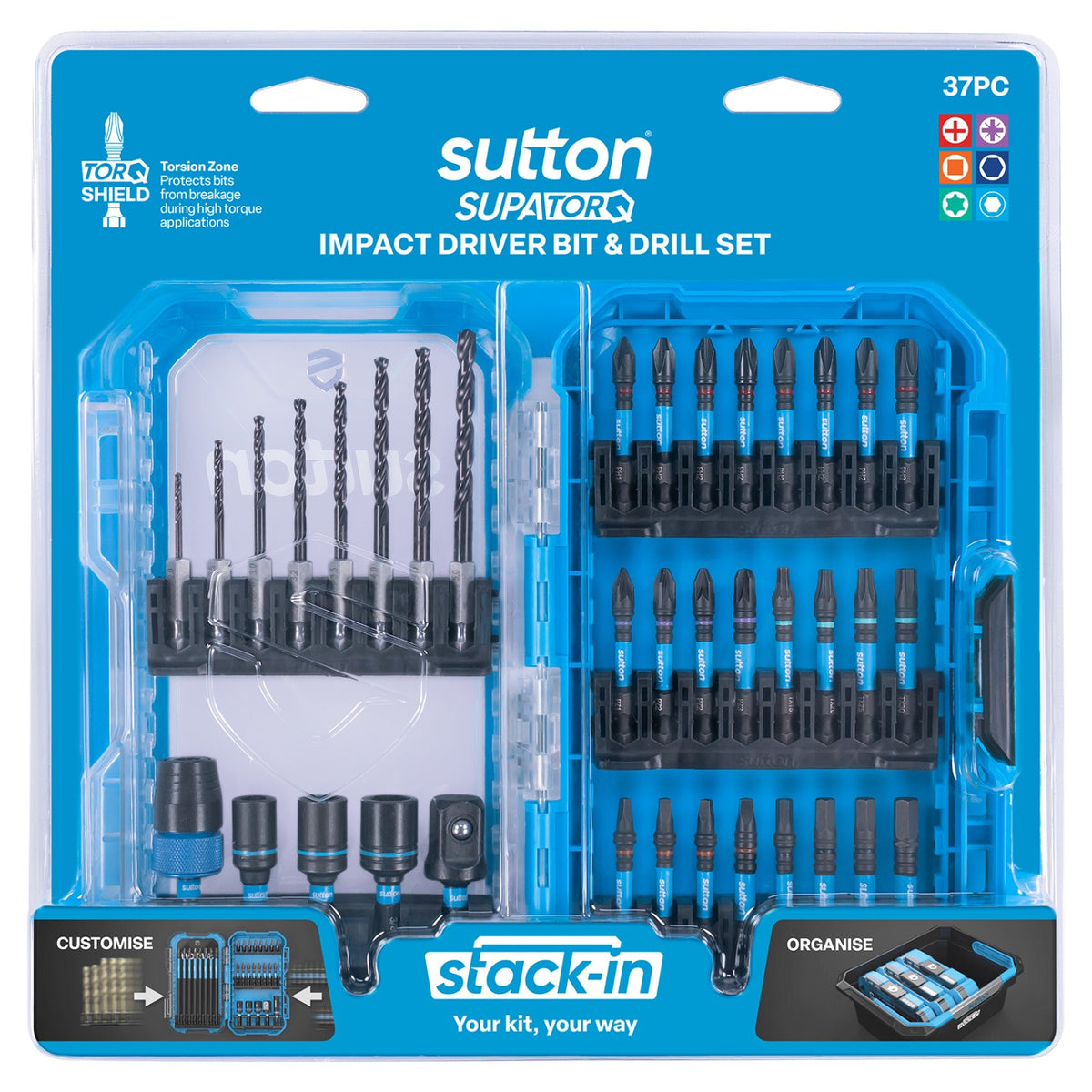 Sutton Scrdrv Bit S251 & Drl Supatorq Power Bits Stack-in Set