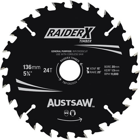 Sheffield Austsaw RaiderX Timber Blade T Thin Kerf — official supplier product image