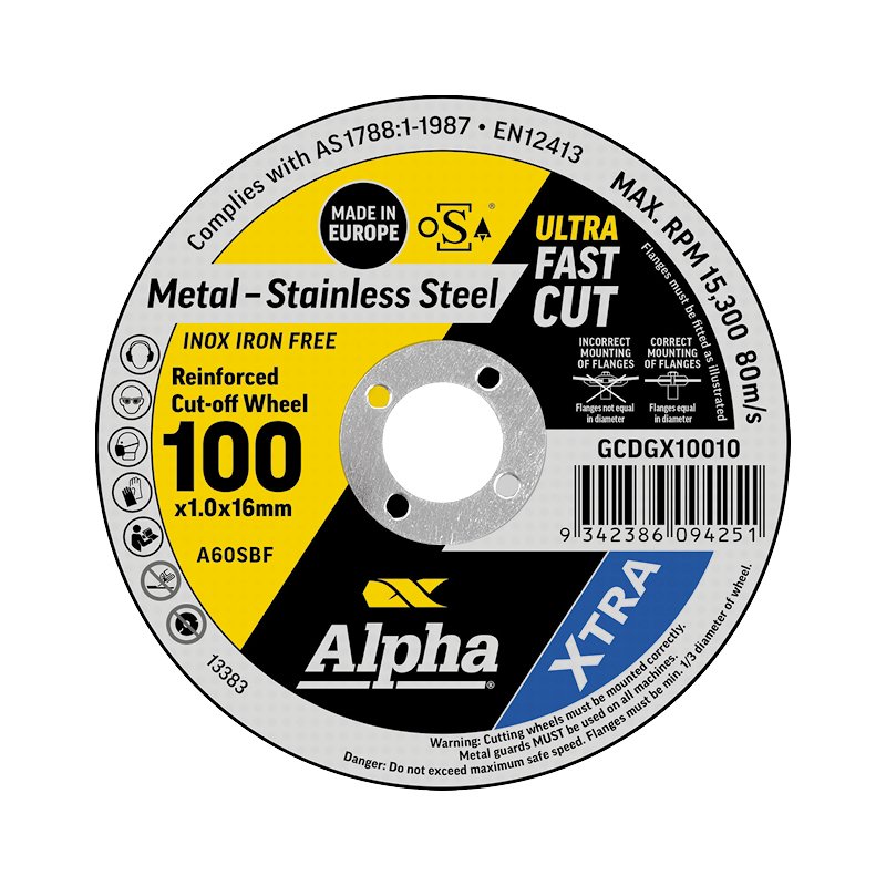 XTRA Reinforced Cut-off Wheels 100 x 1.0 mm | Alpha